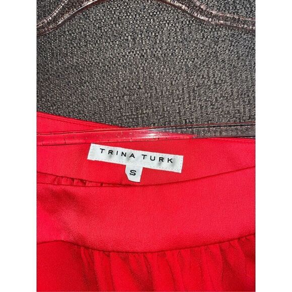 Trina Turk Square Neck Top Red Small - Picture 3 of 3